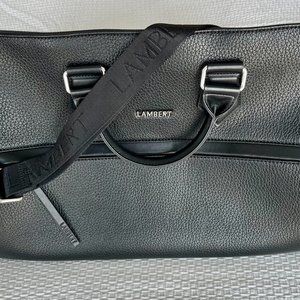 Lambert Black Vegan Leather Duffel Travel Bag - Le Carl